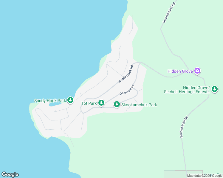map of restaurants, bars, coffee shops, grocery stores, and more near 5901 Sandy Hook Road in Sechelt