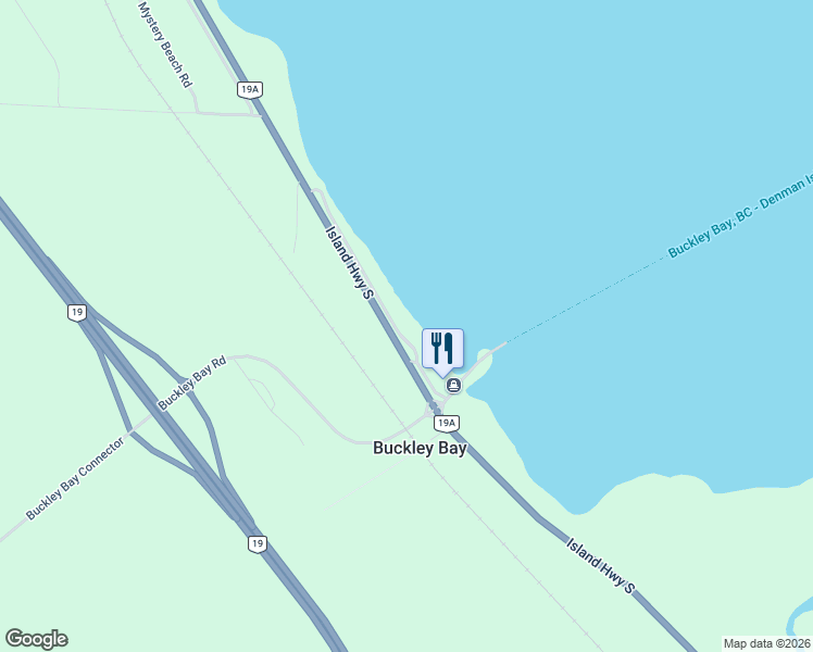 map of restaurants, bars, coffee shops, grocery stores, and more near 6826 Buckley Bay Frontage Road in Courtenay