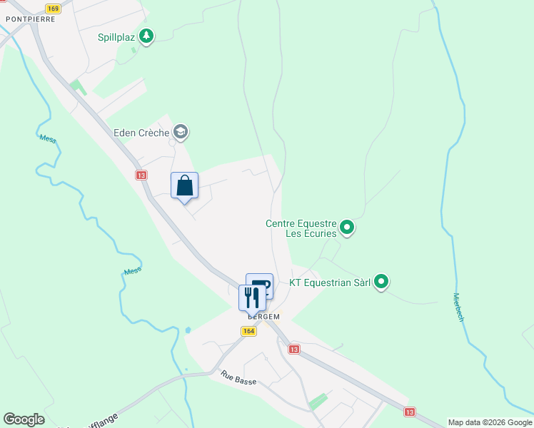 map of restaurants, bars, coffee shops, grocery stores, and more near 46 Rue de la Foret in Mondercange