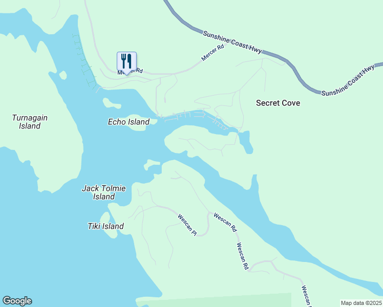 map of restaurants, bars, coffee shops, grocery stores, and more near 5400 Sans Souci Road in Halfmoon Bay