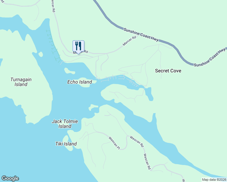 map of restaurants, bars, coffee shops, grocery stores, and more near 5393 Sans Souci Road in Halfmoon Bay