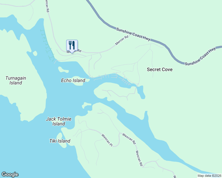 map of restaurants, bars, coffee shops, grocery stores, and more near 5407 Sans Souci Road in Halfmoon Bay