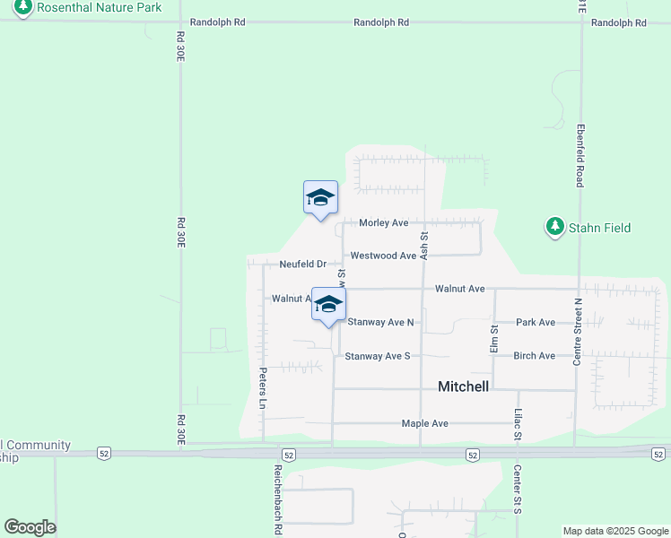 map of restaurants, bars, coffee shops, grocery stores, and more near 310 Neufeld Drive in Mitchell