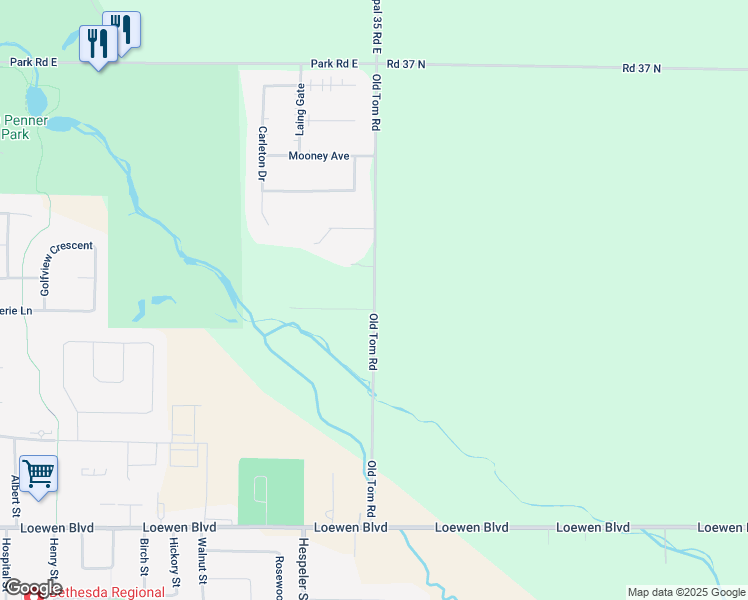 map of restaurants, bars, coffee shops, grocery stores, and more near Old Tom Road in Steinbach