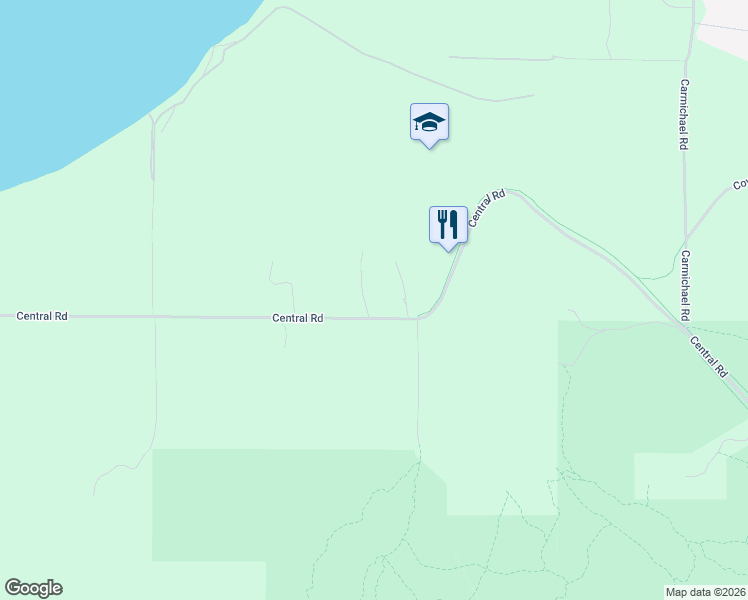 map of restaurants, bars, coffee shops, grocery stores, and more near Central Rd in Hornby Island
