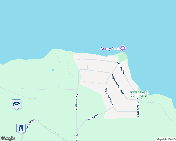 map of restaurants, bars, coffee shops, grocery stores, and more near 3020 Brigantine Crescent in Hornby Island