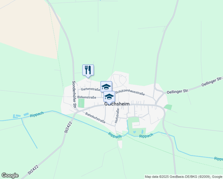 map of restaurants, bars, coffee shops, grocery stores, and more near in Sonderhofen