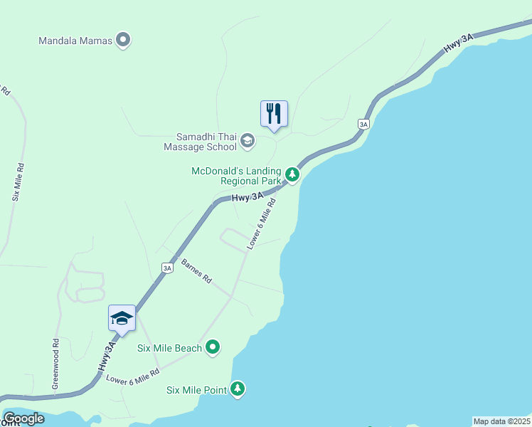 map of restaurants, bars, coffee shops, grocery stores, and more near 2905 Lower 6 Mile Road in Nelson
