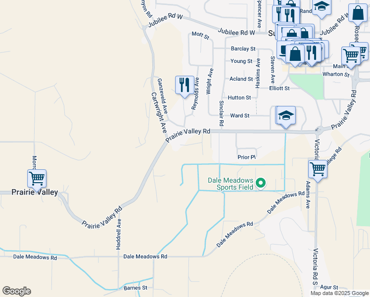 map of restaurants, bars, coffee shops, grocery stores, and more near 11707 Karlstrom Street in Summerland