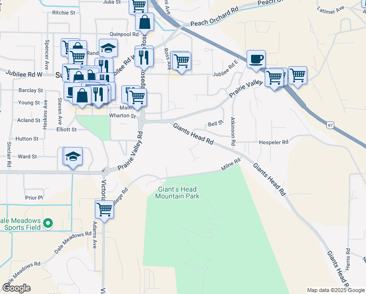map of restaurants, bars, coffee shops, grocery stores, and more near 8702 Kuroda Place in Summerland