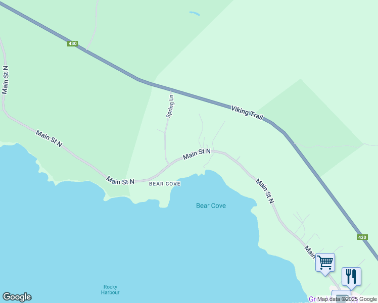 map of restaurants, bars, coffee shops, grocery stores, and more near 200 Main Street North in Rocky Harbour