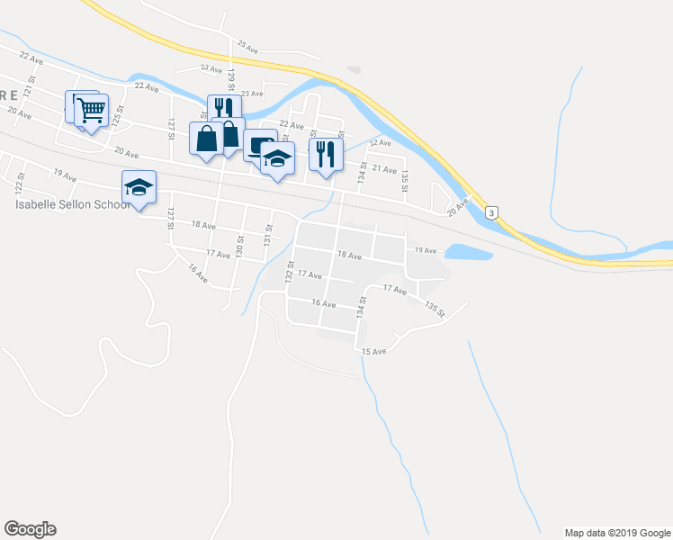 map of restaurants, bars, coffee shops, grocery stores, and more near 13301 17 Avenue in Crowsnest Pass