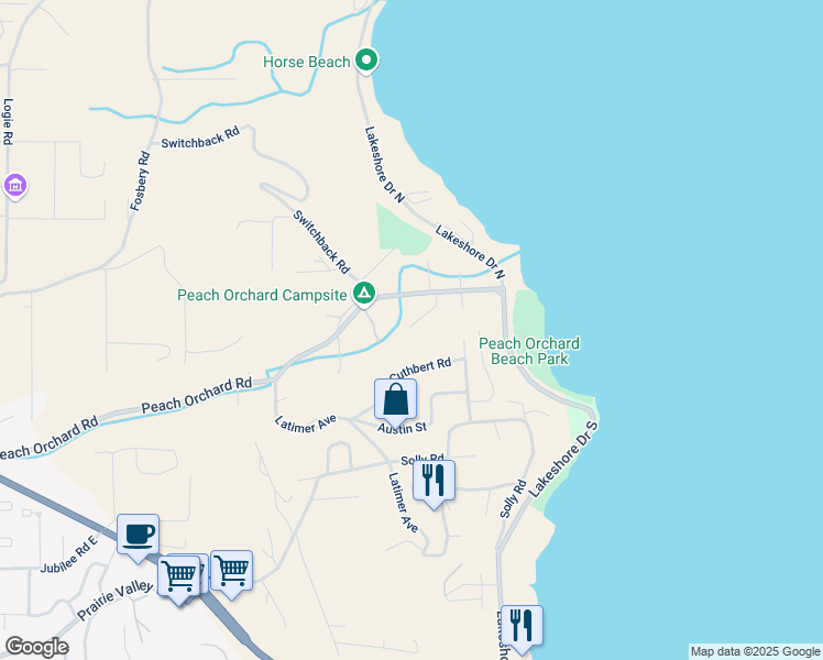 map of restaurants, bars, coffee shops, grocery stores, and more near 6111 Charles Avenue in Summerland