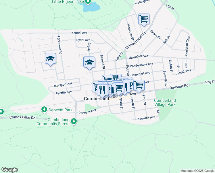 map of restaurants, bars, coffee shops, grocery stores, and more near 3284 2 Street in Cumberland