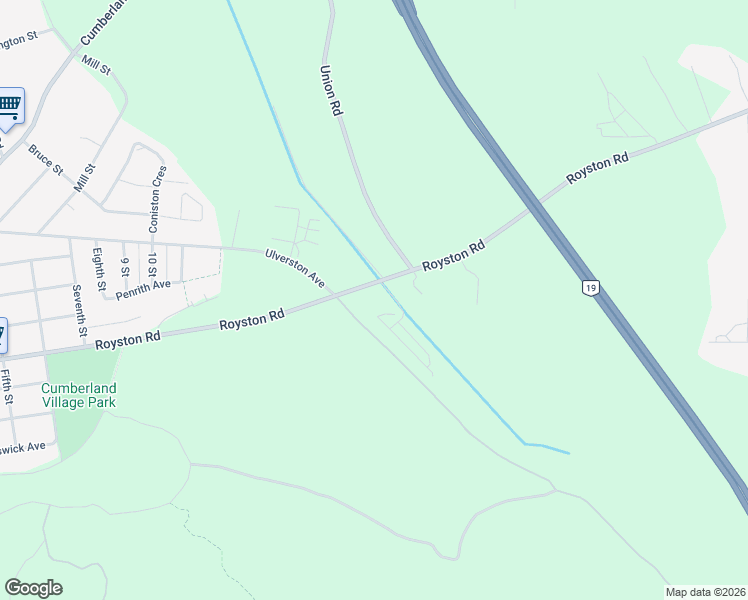 map of restaurants, bars, coffee shops, grocery stores, and more near 3019 Royston Road in Cumberland