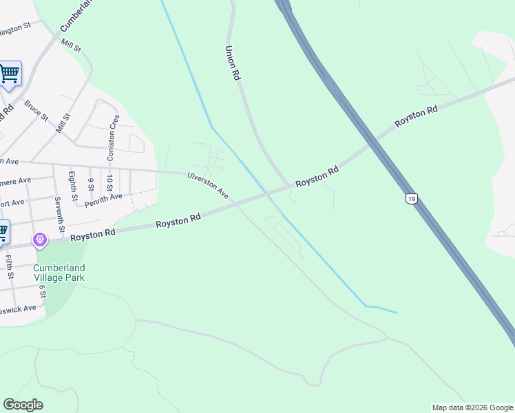map of restaurants, bars, coffee shops, grocery stores, and more near 3011 Royston Road in Cumberland