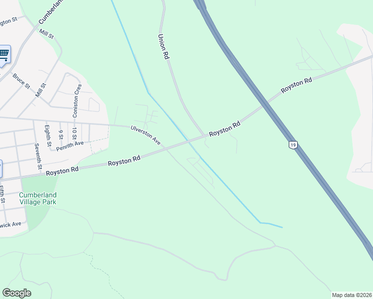 map of restaurants, bars, coffee shops, grocery stores, and more near 3019 Royston Road in Cumberland
