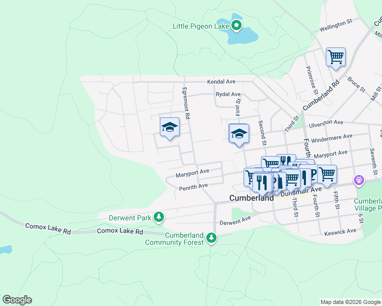 map of restaurants, bars, coffee shops, grocery stores, and more near 2616 Ulverston Avenue in Cumberland