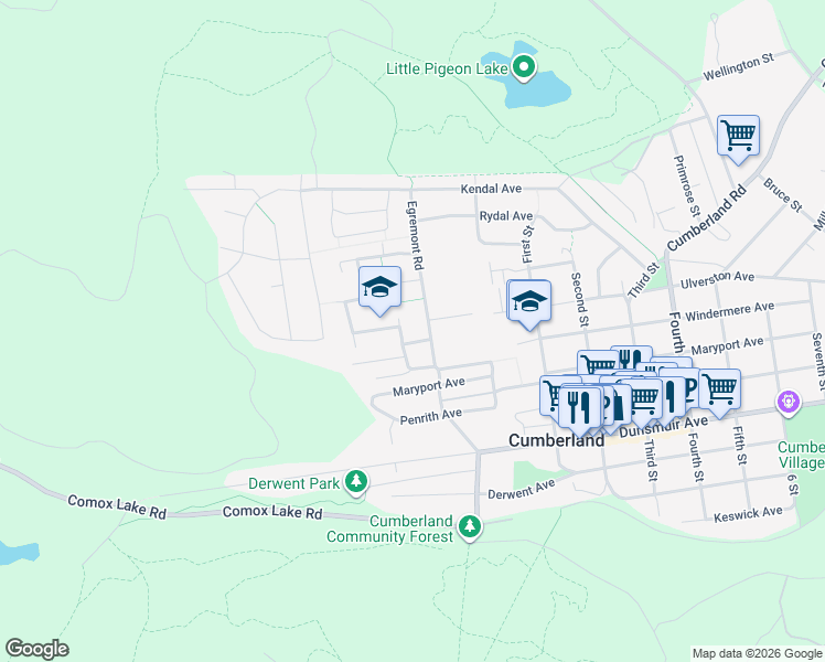 map of restaurants, bars, coffee shops, grocery stores, and more near 2616 Ulverston Avenue in Cumberland
