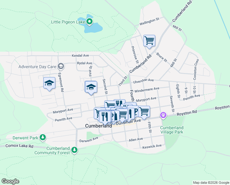 map of restaurants, bars, coffee shops, grocery stores, and more near 2728 Windermere Avenue in Cumberland