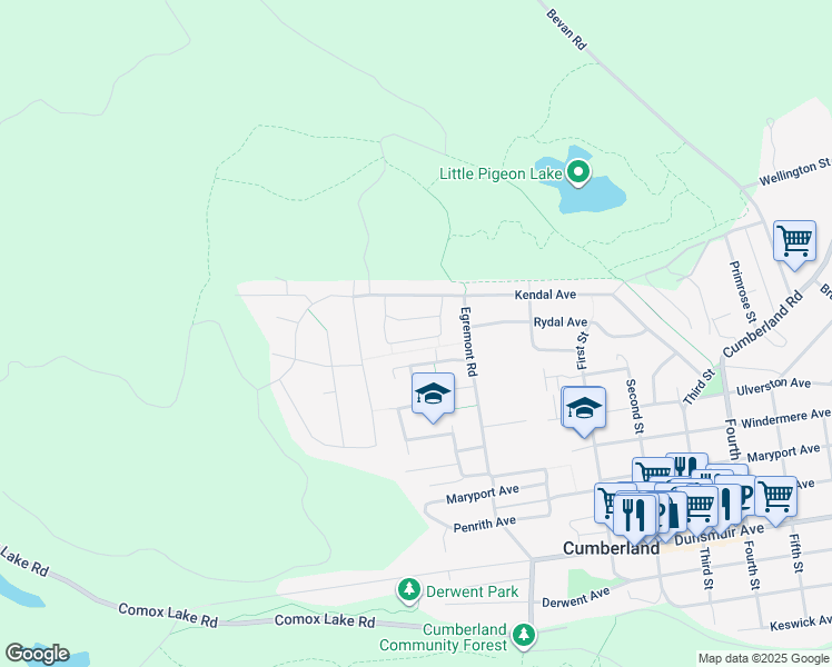 map of restaurants, bars, coffee shops, grocery stores, and more near 2607 Kendal Avenue in Cumberland