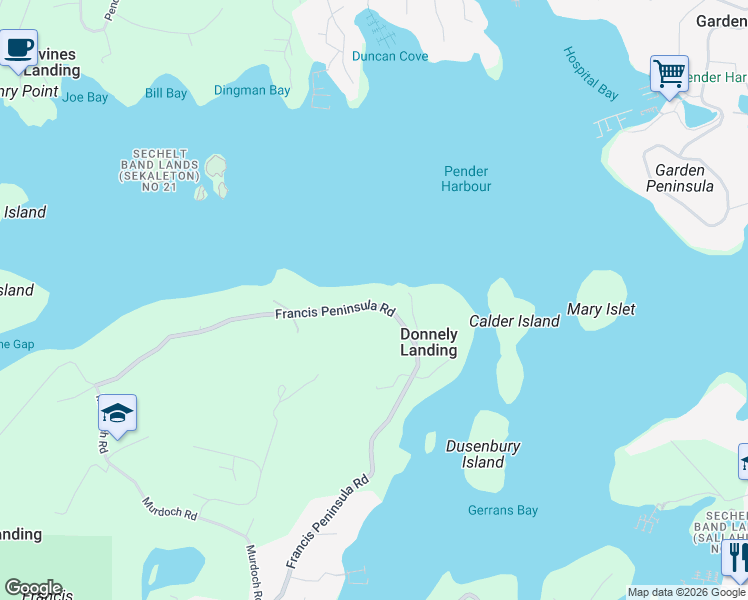 map of restaurants, bars, coffee shops, grocery stores, and more near 4219 Francis Peninsula Road in Madeira Park