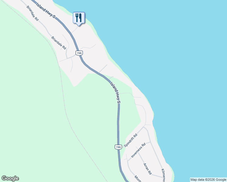 map of restaurants, bars, coffee shops, grocery stores, and more near 4490 Island Highway South in Courtenay