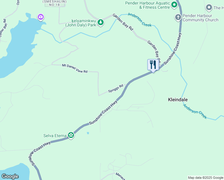 map of restaurants, bars, coffee shops, grocery stores, and more near 5899 Spriggs Road in Madeira Park