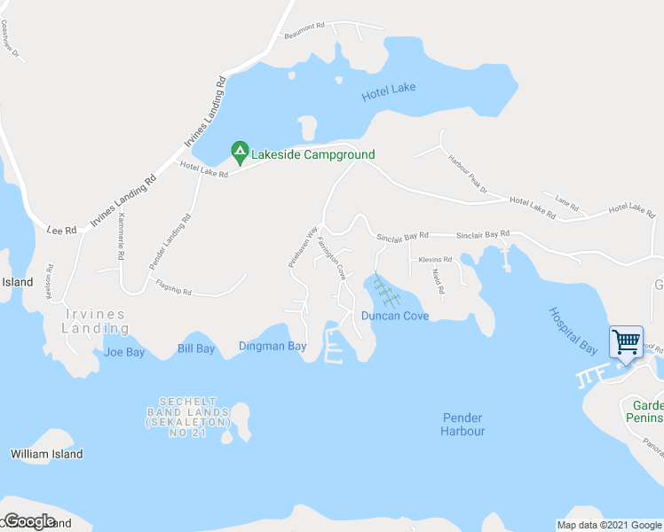 map of restaurants, bars, coffee shops, grocery stores, and more near 43 Farrington Cove in Garden Bay