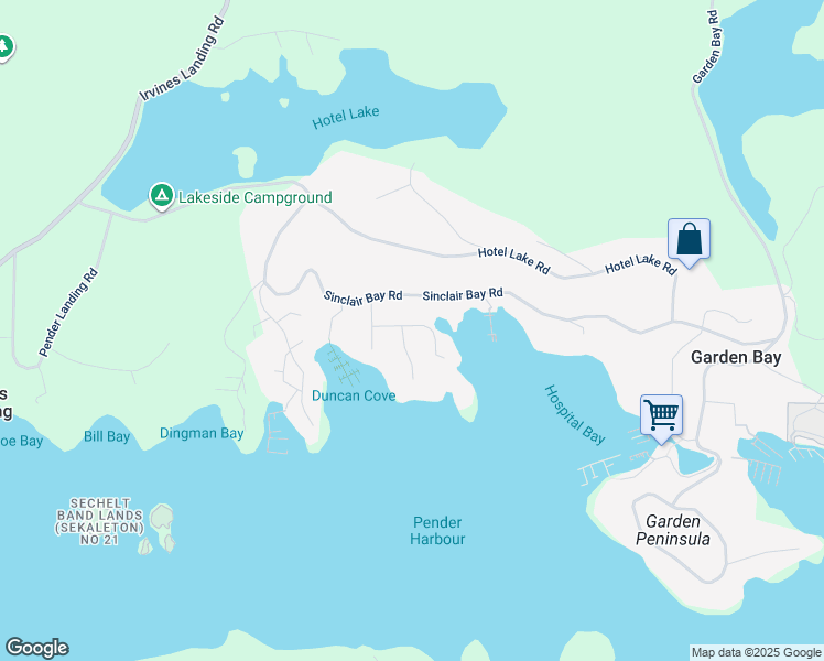 map of restaurants, bars, coffee shops, grocery stores, and more near 4732 Klevins Road in Garden Bay