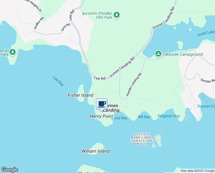 map of restaurants, bars, coffee shops, grocery stores, and more near 4222 Irvines Landing Road in Garden Bay