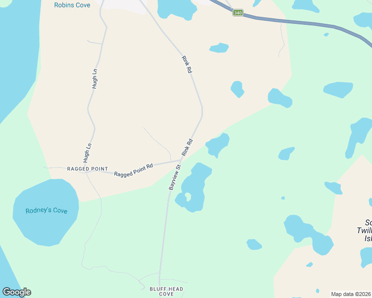 map of restaurants, bars, coffee shops, grocery stores, and more near 117 Bayview Street in Twillingate