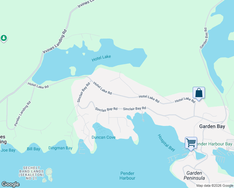 map of restaurants, bars, coffee shops, grocery stores, and more near 4723 Hotel Lake Road in Garden Bay