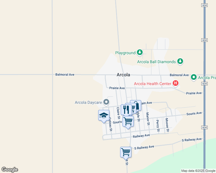 map of restaurants, bars, coffee shops, grocery stores, and more near 89 Prairie Avenue in Arcola
