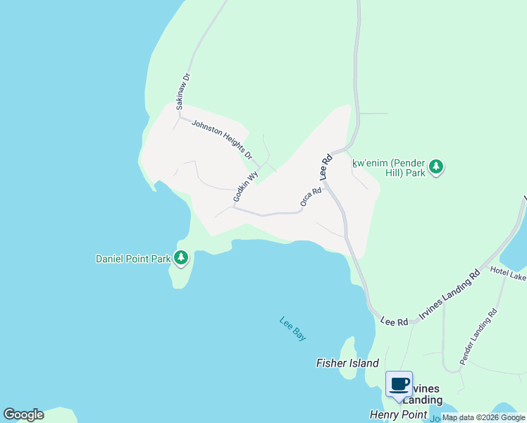map of restaurants, bars, coffee shops, grocery stores, and more near Orca Road in Sunshine Coast Regional District