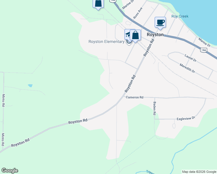 map of restaurants, bars, coffee shops, grocery stores, and more near 3777 Roy Creek Road in Royston