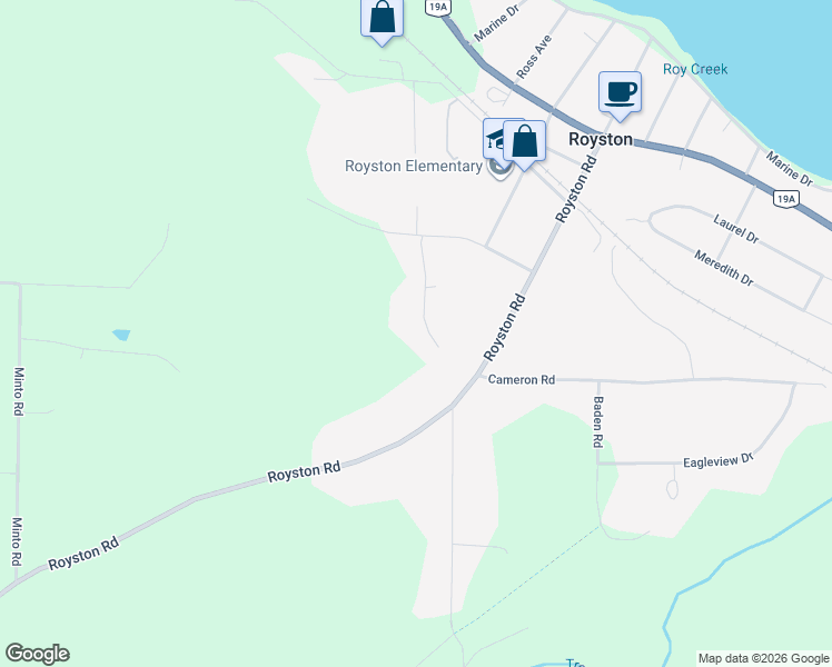 map of restaurants, bars, coffee shops, grocery stores, and more near 3777 Roy Creek Road in Royston