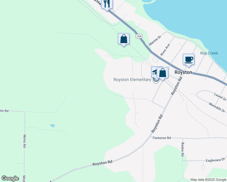 map of restaurants, bars, coffee shops, grocery stores, and more near 3940 Hyland Road in Royston
