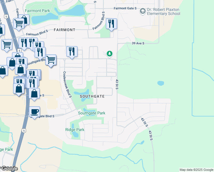map of restaurants, bars, coffee shops, grocery stores, and more near 539 Couleesprings Crescent South in Lethbridge