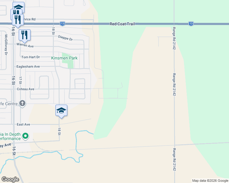 map of restaurants, bars, coffee shops, grocery stores, and more near 1868 Coteau Avenue in Weyburn