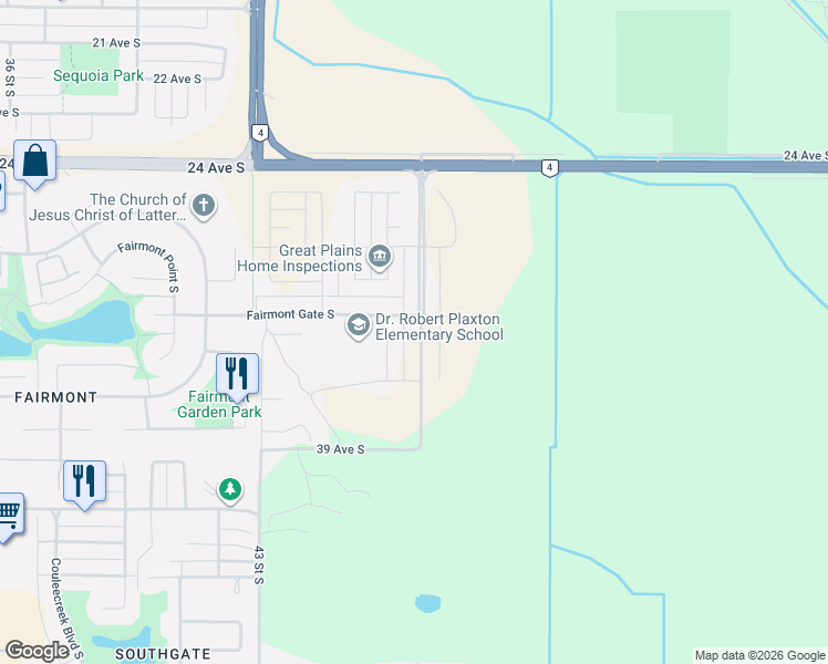 map of restaurants, bars, coffee shops, grocery stores, and more near 4538 28th Avenue South in Lethbridge
