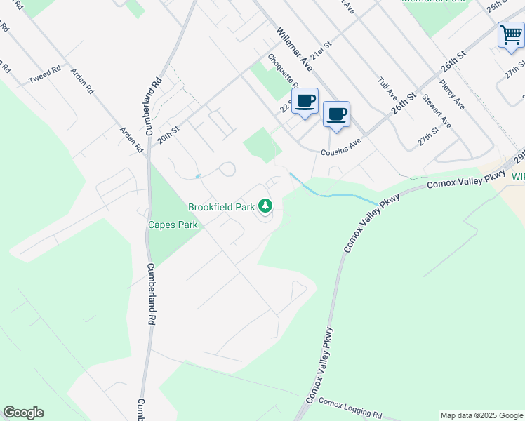 map of restaurants, bars, coffee shops, grocery stores, and more near 2538 Branch Avenue in Courtenay