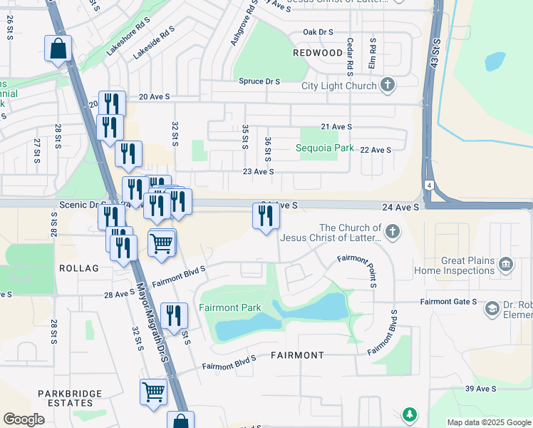 map of restaurants, bars, coffee shops, grocery stores, and more near in Lethbridge