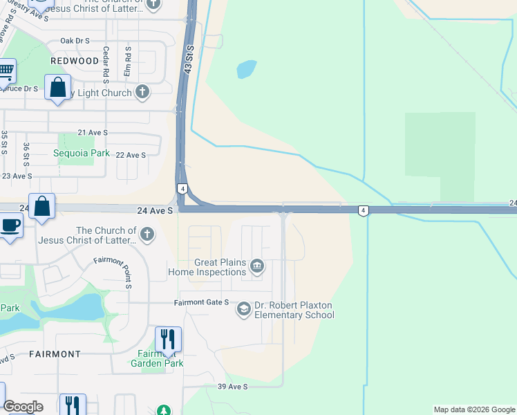 map of restaurants, bars, coffee shops, grocery stores, and more near 5081 24 Avenue South in Lethbridge