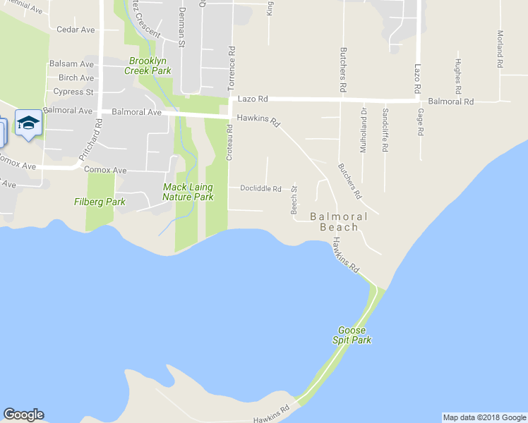 map of restaurants, bars, coffee shops, grocery stores, and more near 1303 Midden Road in Comox