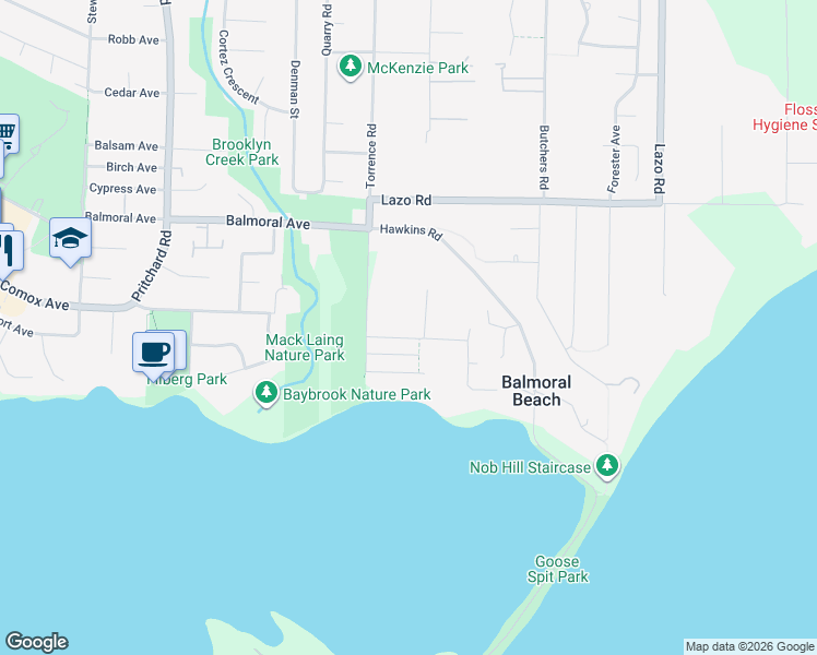map of restaurants, bars, coffee shops, grocery stores, and more near 1329 Docliddle Road in Comox