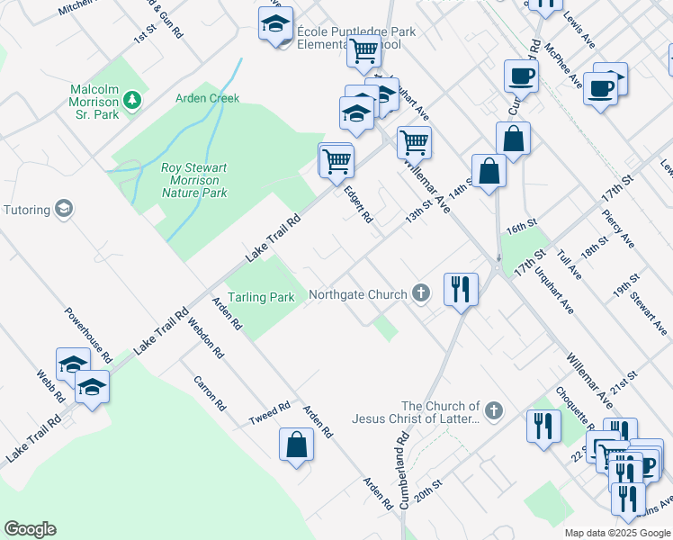 map of restaurants, bars, coffee shops, grocery stores, and more near 1966 13 Street in Courtenay