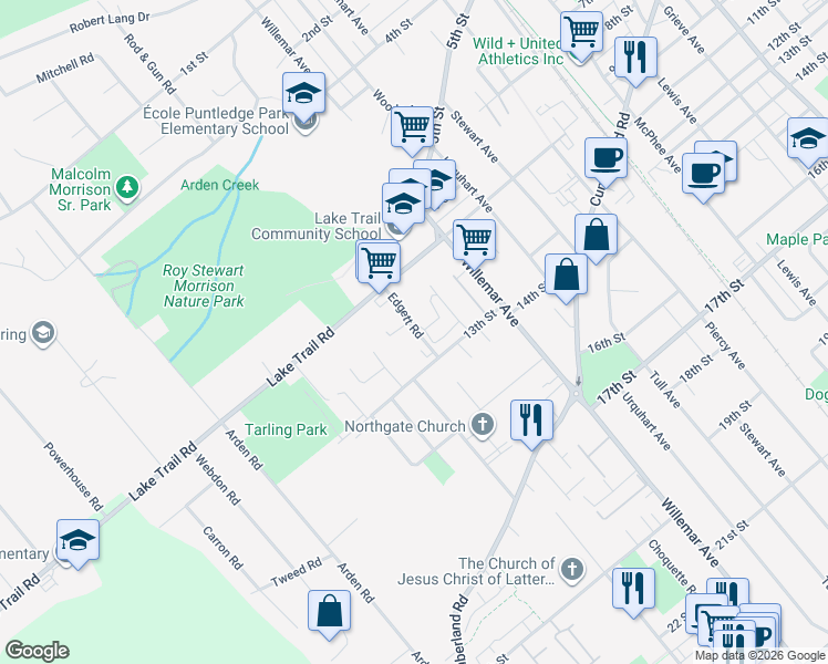 map of restaurants, bars, coffee shops, grocery stores, and more near in Courtenay