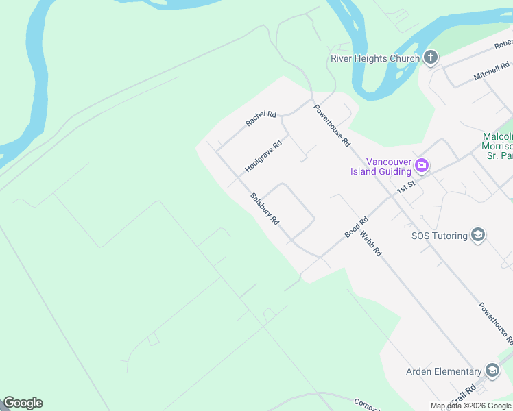 map of restaurants, bars, coffee shops, grocery stores, and more near 60 Salsbury Road in Courtenay