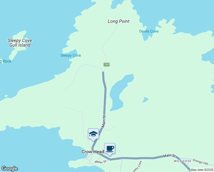 map of restaurants, bars, coffee shops, grocery stores, and more near in Crow Head